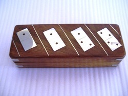 Wooden Game Domino Box With Brass Inlay Manufacturer Supplier Wholesale Exporter Importer Buyer Trader Retailer in Bijnor Uttar Pradesh India